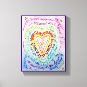 What Cancer Cannot Do Rainbow Heart Canvas Art