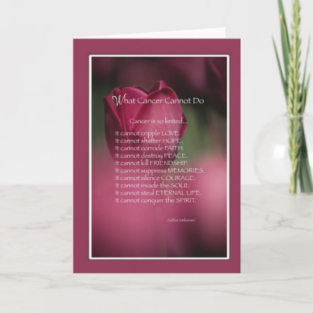 What Cancer Cannot Do, Support and Encouragement Card (Front)