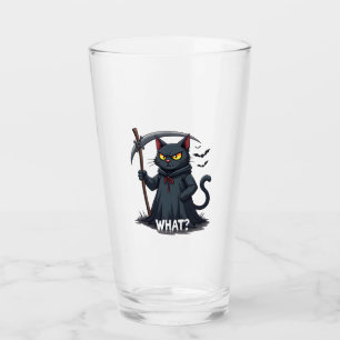 What Cat Black Cat Halloween Scary Cat Angry Cat F Glass