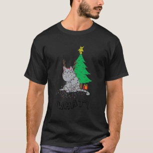 What Cat Funny Cat Leaning Back Christmas Tree T-Shirt