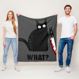 What cat murder with knife  horror cat halloween fleece blanket
