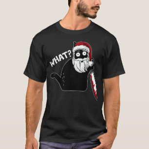 What Cat Santa Claus With Knife Cat   Christmas T-Shirt