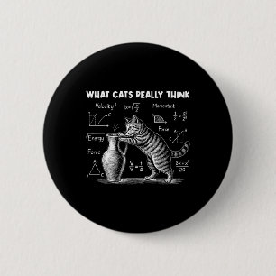 What Cats Really Think Funny Cat Physics Science T 6 Cm Round Badge