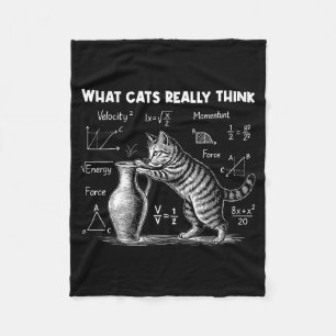 What Cats Really Think Funny Cat Physics Science T Fleece Blanket