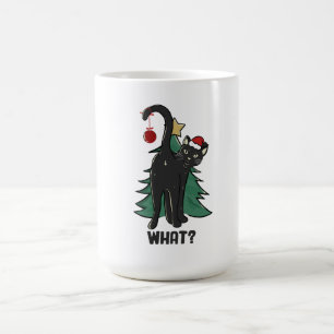 What? Christmas Black Cat Holiday Design Coffee Mug