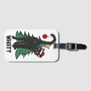 What? Christmas Black Cat Holiday Design Luggage Tag