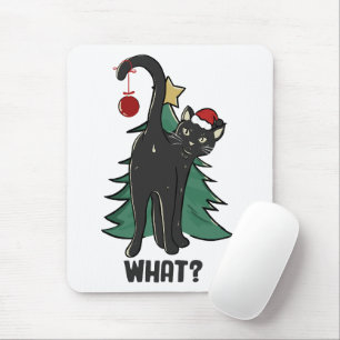 What? Christmas Black Cat Holiday Design Mouse Mat