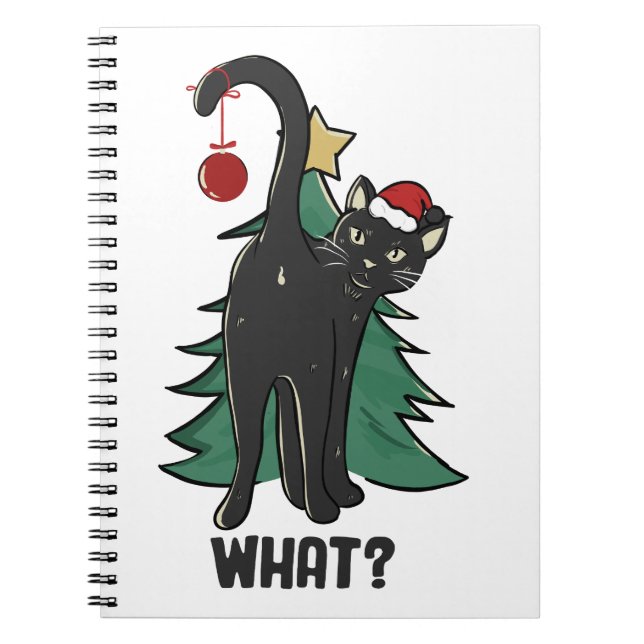 What? Christmas Black Cat Holiday Design Notebook (Front)