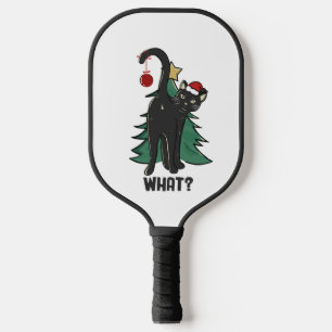 What? Christmas Black Cat Holiday Design Pickleball Paddle