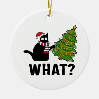What Christmas Tree Funny Black Cat Ceramic Tree Decoration