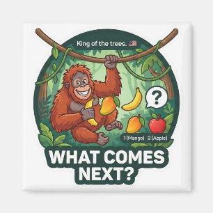 What Comes Next? Orangutan Pattern Logic Game Magnet