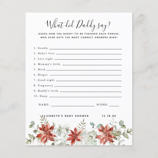 What Did Daddy Say | Baby Shower Game (Front)