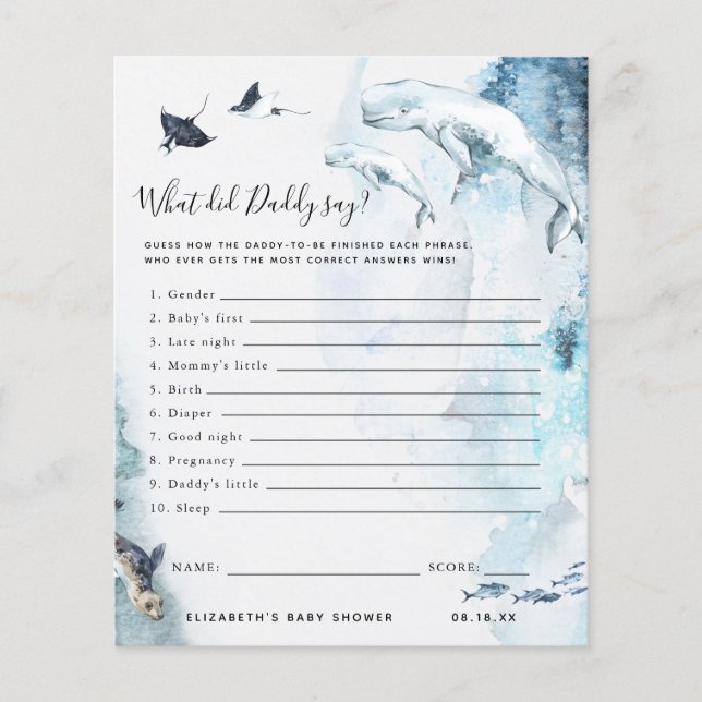 What Did Daddy Say | Baby Shower Game (Front)