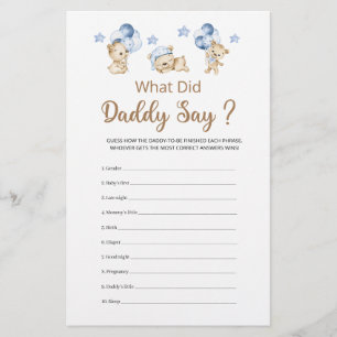 What Did Daddy Say Teddy Bear Boy Baby Shower 
