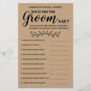 What did Groom say bridal shower bilingual game