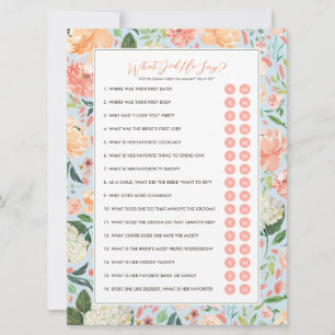 What Did He Say Groom Bridal Shower Game Invitation