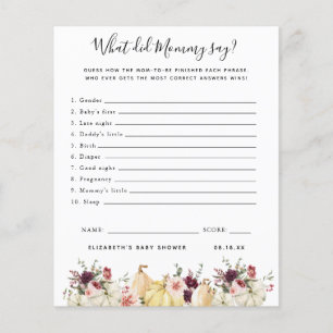 What Did Mummy Say Baby Shower Game