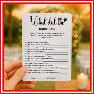 What Did The Bride Say Bridal Shower Game Elegant Invitation