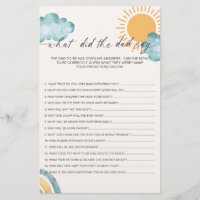 What Did The Dad Say Baby Shower Game Card