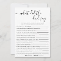 What Did the Dad Say Baby Shower Game