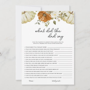 What Did the Dad Say Pumpkin Baby Shower Game Card