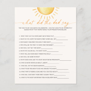 What Did The Dad Say Sunshine Baby Shower Game