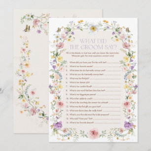 What did the Groom Say Bridal Shower Game Card