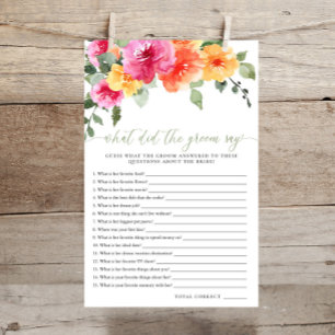 What did the groom say bridal shower game colorful