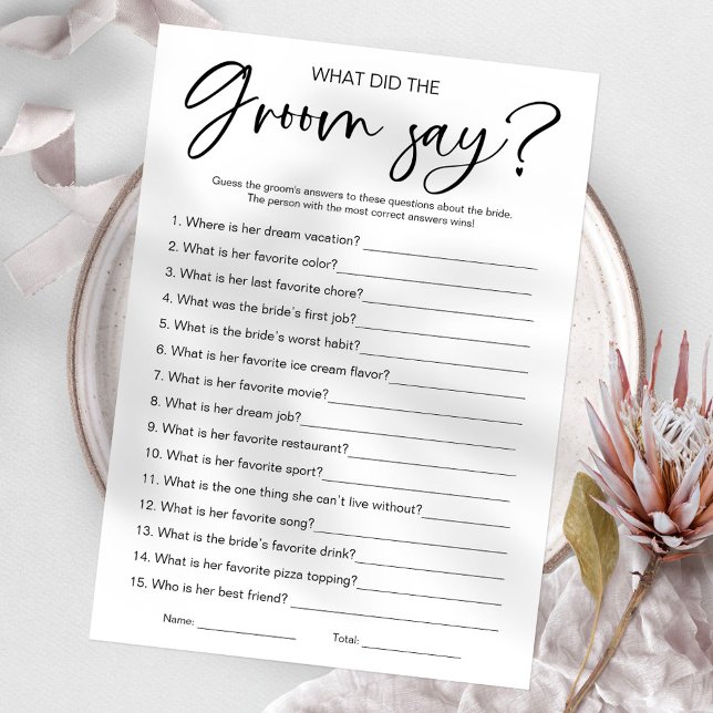 What Did the Groom Say Bridal Shower Game Invitation (Creator Uploaded)