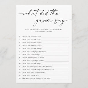 What Did The Groom Say Bridal Shower Game Programme