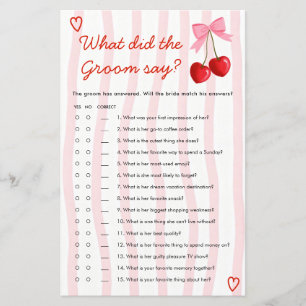 What Did The Groom Say Cherry Bridal Shower Game