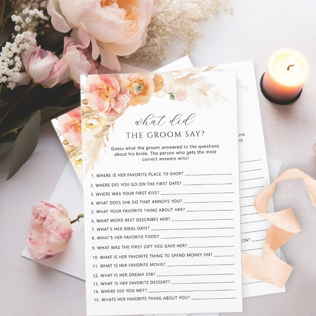 What Did the Groom Say Floral Bridal Shower Game (Creator Uploaded)