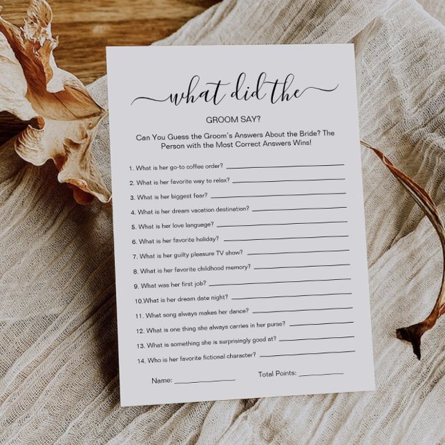 What Did the Groom Say Game Bridal Shower Trivia Invitation (What Did the Groom Say Game Bridal Shower Trivia Invitation)