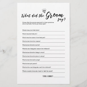 What Did The Groom Say Game for Bridal Shower
