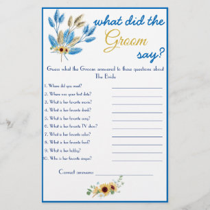 What did the Groom say? Shower Game Fl Flyer