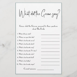 What did the Groom say? Shower Game Flyer