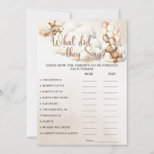 WHAT DID THEY SAY Baby Shower Game Cute Bear Invitation