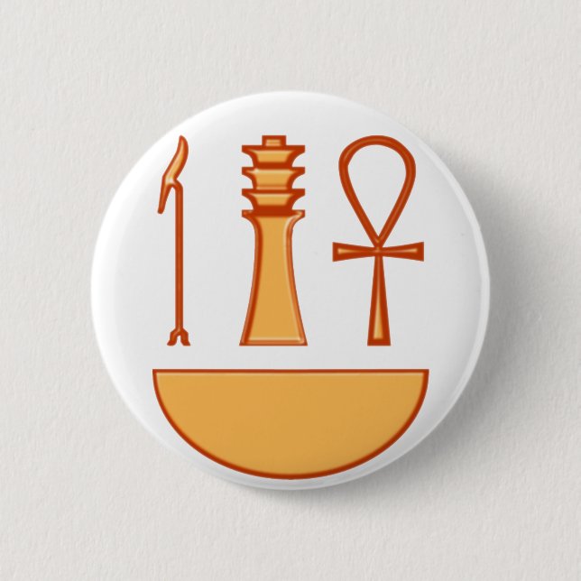 What Djed Anch Symbol Triade 6 Cm Round Badge (Front)