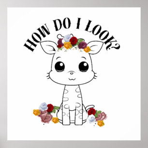 What do I look like? Baby female giraffe Poster