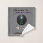 What Do You Call A Cheater At Lawn Bowls, Funny  Wash Cloth<br><div class="desc">Pictured made from a inverted colorful bowls image are the words what do you call a cheater at bowls ? with  lawn bowl and shoes
and the funny answer</div>