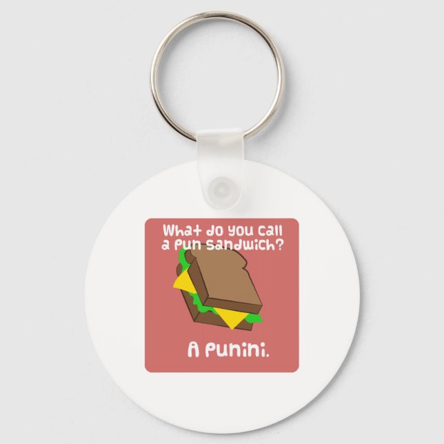 What do you call a pun sandwich? A Punini Key Ring (Front)