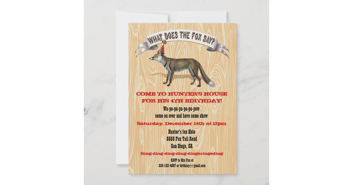 What does the fox say Birthday party invitation | Zazzle.co.uk