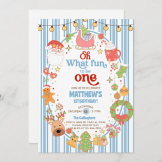 What fun to be One boy 1st birthday invite. Invitation