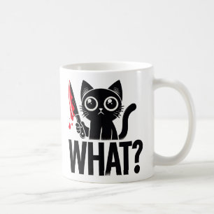 "What" Funny Black Cat. Murderous Cat with knife Coffee Mug