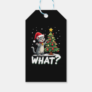 What Funny Cat Pushing Christmas Tree Over Cat Xma Gift Tags