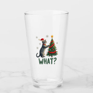 What Funny Cat Pushing Christmas Tree Over Cat Xma Glass