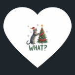 What Funny Cat Pushing Christmas Tree Over Cat Xma Heart Sticker<br><div class="desc">What Funny Cat Pushing Christmas Tree Over Cat Xmas T-Shirt for Men Women Kids (4)</div>