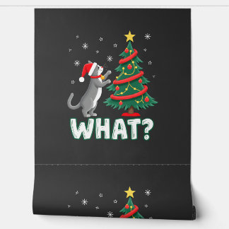 What Funny Cat Pushing Christmas Tree Over Cat Xma Wallpaper