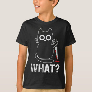 What_ - Funny Cat With Knife Graphic Design T-Shirt