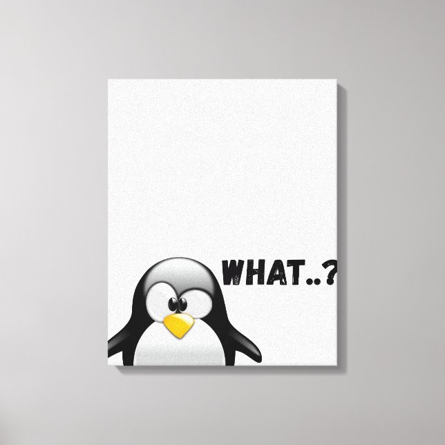 What..? – Funny Penguin Art Canvas Print (Front)